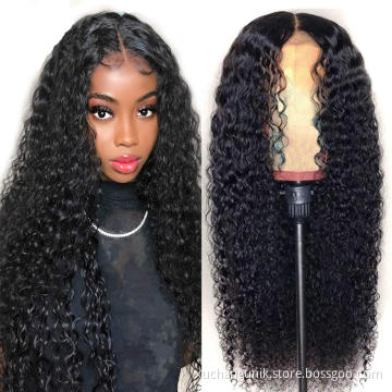 Factory Sale Malaysian Hair Virgin Human Swiss Lace Front 4*4 Closure Wig Kinky Curly Hair Cuticle Aligned Human Lace Front Wig